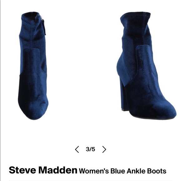 Velvet dark blue Steve Madden boots - Picture 2 of 4